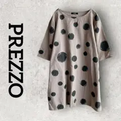 PREZZO 水玉模様 ドット柄 半袖チュニック カットソー(M-L) グレー系