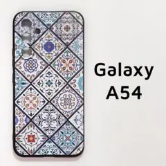 Galaxy A54 5G カバー ブルー タイル
