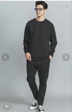 新品　BEAUTY＆YOUTH ブラック　ダブルニット、イージーパンツ　Lサイズ
