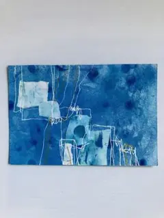 抽象画　コラージュ　アート　原画　ポストカードサイズ