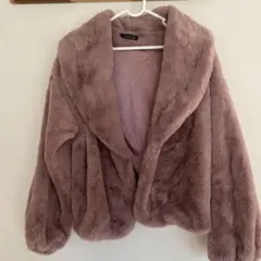 Mサイズ もこもこファーショートコート 濃ピンク