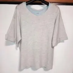 グレー Vネック 5分袖ニット