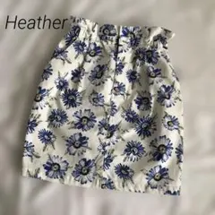 Heather ヘザー　花柄ミニスカート　ブルー　S