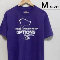 USA古着　Tシャツ　M　パープル　プリント　ゴルフ　PORT&COMPANY