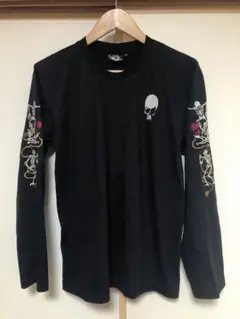 ATTITUDE スカル ロゴ刺繍 長袖Tシャツ Mサイズ ブラック 和柄