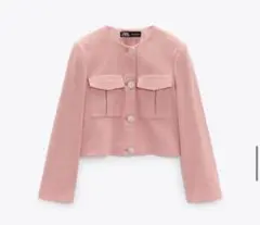 【未使用品】ZARA タッグ付き　ショットジャケット　ピンク