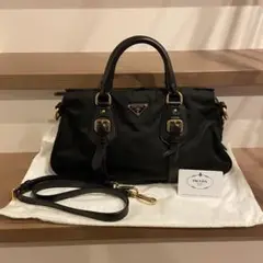 極美品 プラダ ナイロン レザー 2way ハンドバッグ ショルダーバッグ