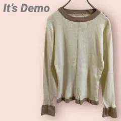 It’s Demo リブ長袖ニット　バイカラー　肩ボタン金　ベル袖レディース/L