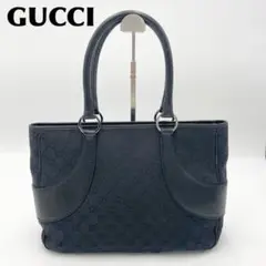 美品!グッチ トートバッグ GG キャンバス レザー ブラック 肩がけ