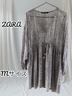 ZARA Mサイズ 長袖 ラメ・スパンコール入り幾何学模様 チュニック