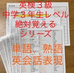 【英検】英検3級(中学3年生レベル英語)ラミネート加工【単語・熟語・英会話編】