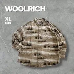 ウールリッチ 総柄 フランネルシャツ 長袖 XL ベージュ CBOY アウトドア