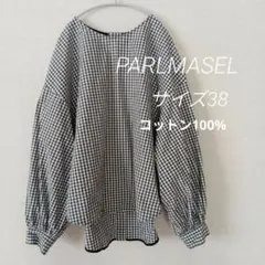PARLMASEL パールマシェール ギンガムパフスリーブブラウス