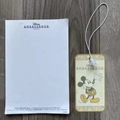 ディズニーアンバサダーホテル メモ帳 16ページ分と荷物タグ ノベルティー