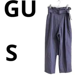GU ベルトタックテーパードパンツ　パープルS