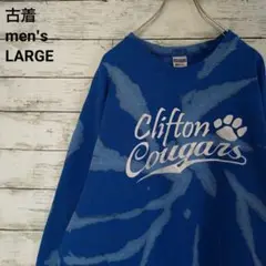 古着 ジャージーズ スウェット プリント ブリーチ ダイダイ ブルー 青 L