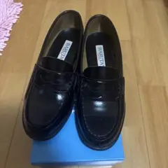 HARUTA ブラック ローファー スカラップデザイン