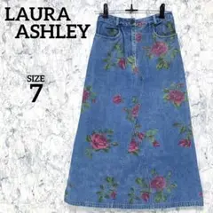 【LAURA ASHLEY】ローラアシュレイ　花柄　デニムスカート