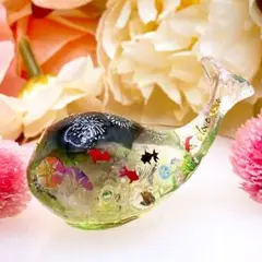 No547 クジラ形オルゴナイト花火と金魚☆ルチルクォーツ＆シトリン＆クリスタル