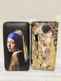 名画フェルメール 真珠の耳飾りの少女 ラウンドファスナー長財布2個セット新品