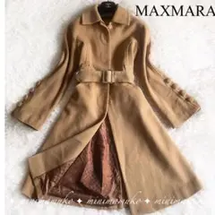 16マックスマーラ ウール カシミヤロングコート ウエストベルト MAXMARA