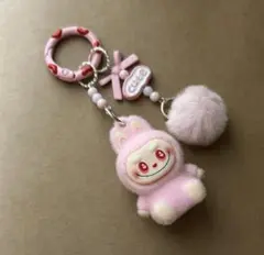 ラブブ　ポンポン付き チャーム　キーホルダー Pink
