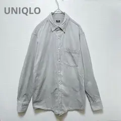 【UNIQLO】ユニクロ　長袖シャツ　メンズ　グレー　カジュアル　羽織り　M
