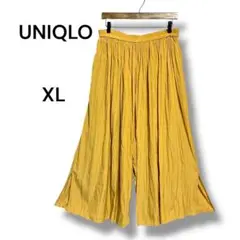 ユニクロ プリーツワイドパンツ　ガウチョパンツ　XL マスタード　薄手　快適