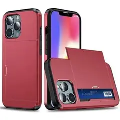 Apple iPhone 14 Pro Max ケース カード 収納 レッド
