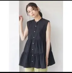 Elencare due ノースリーブチュニック 黒