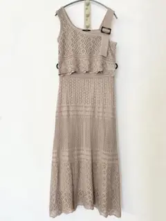 【美品】セットアップ レース ベージュ L フレアスカート タンクトップ