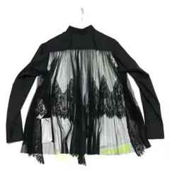 SACAI 19 バックレース プリーツシャツ 黒 2 新品 定価68200円