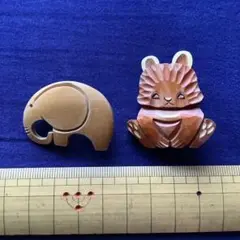 サマーセール　ブローチ(ゾウとクマ)