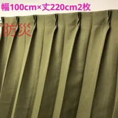 防災　1級遮光カーテン　幅100cm×丈220cm2枚 グリーン