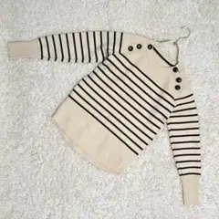 美品❗️【ボヌール】長袖ボーダーニット レディース M相当
