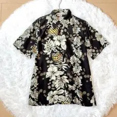 人気完売⭕️Kaluluwa アロハシャツ　半袖シャツ　メンズ　S 黒　古着　希少