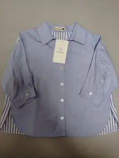 新品　タグ付き　ブランシェス　カッターシャツ　ストラップ　水色