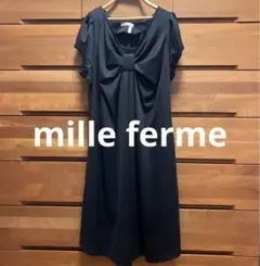 mille ferme マタニティー黒胸リボン半袖ワンピース
