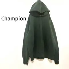 チャンピオンフード付きパーカー ダークグリーン2XL ポケットあり