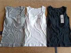 カップ入りタンクトップ 3枚セット Lサイズ 白 グレー 黒■綿100% 未使用