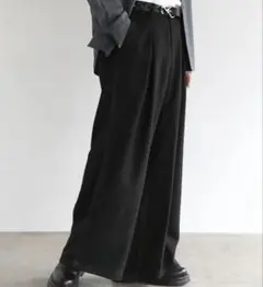 CTHY　ワイドジャガードスラックス　ブラック　Lサイズ
