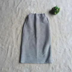 Lutique ロングタイトスカート ウエストゴム　М　立体ボーダー