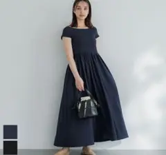 コカ　オフショルダー　ワンピース　ニットフレア　膝丈　エレカジ　ジーユー