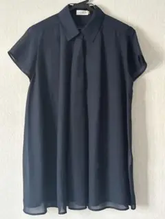 【お値下げ】ネイビー 半袖 シャツワンピース