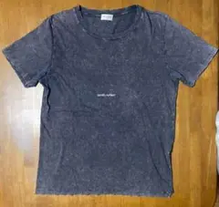 サンローラン ウォッシュ加工 ロゴ グレー Tシャツ