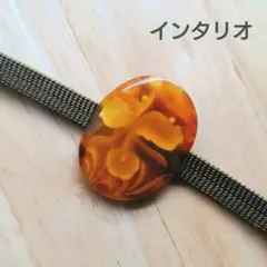 vintageヴィンテージ鼈甲インタリオ蘭の花スカーフクリップ帯留め帯飾り