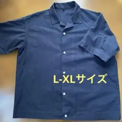 メンズ　ネイビー 半袖シャツ オーバーサイズ　L-XL