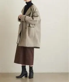 パイピングコート natural couture ノーカラー ショート丈