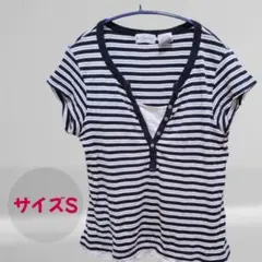 WHITESTAG ストライプ Vネック Tシャツ S