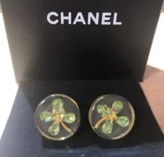 CHANEL ピアス クローバークリア 希少